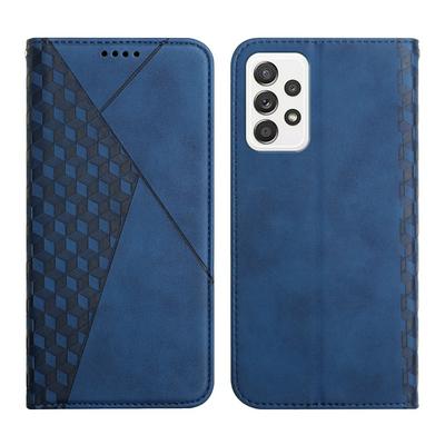For Samsung Galaxy A52 5G Rhombus Skin Feel Strong Magnetic Closure Shockproof Flip Leather Case