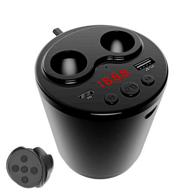 G63 new car Bluetooth car charger cup with steering wheel remote control card MP3 player dual cigarette lighter PD fast charge