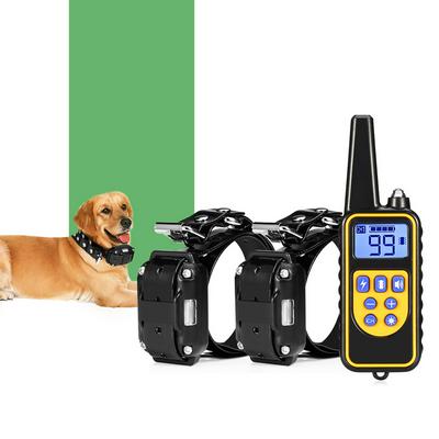 2 Receivers Electric Pet Dog Training Collar Waterproof Rechargeable LCD Display 800M Remote Control Dog Training Collar EU US