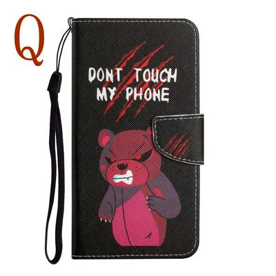 For iPhone 13 Color Painted Side Flip Scratch Resistant PU Leather Wallet Phone Case with Wrist Strap 