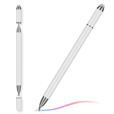 JB03 Universal Magnetic Pen Cap Pan Head + Fiber Cloth + Ball Point Pen 3 in 1 Stylus Pen for Smart Tablets and Mobile Phones (White)