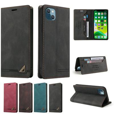 For iPhone 13 mini Solid Color Scratch Resistant Side Flip Wallet Leather Case with Stand Function