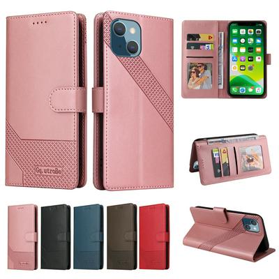 For iPhone 13 mini Embossing Pattern Scratch Resistant Wallet Leather Case with Stand Function