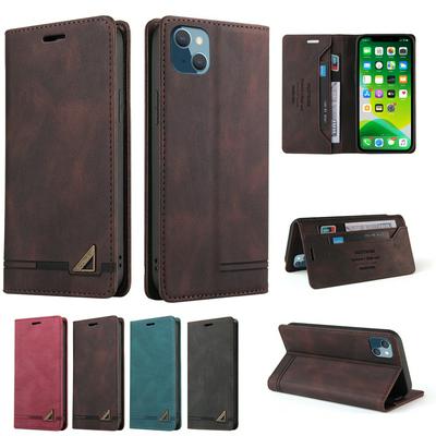 For iPhone 13 Solid Color Scratch Resistant Side Flip Wallet Leather Case with Stand Function
