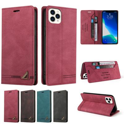 For iPhone 13 Pro Max Solid Color Scratch Resistant Side Flip Wallet Leather Case with Stand Function