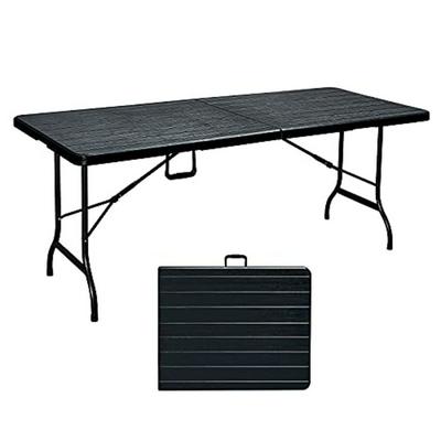 6FT Folding Table Square Plastic Tabletop 30lbs Lightweight Portable Camping Picnic Table with Carrying Handle