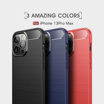 For iPhone 13 Pro Max Carbon Fiber Pattern Drawing Shockproof Soft TPU Back Cover Case
