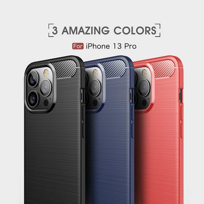 For iPhone 13 Pro Carbon Fiber Pattern Drawing Shockproof Soft TPU Back Cover Case