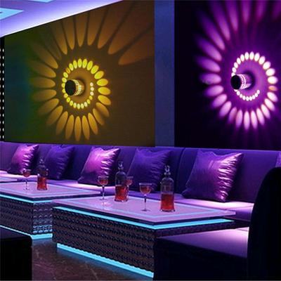 3W RGB Spiral Hole LED Wall Light Effect Wall Lamp with Remote Controller Colorful Wandlamp for Party Bar Lobby KTV Home Decoration