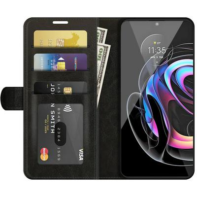For Motorola Edge 20 Lite 5G R64 Pattern Single Folded Edge Folio Flip Leather Wallet Phone Case with Card Slots