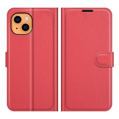 For iPhone 13 mini Solid Color Folio Flip Leather Case with Stand and Card Slots Function