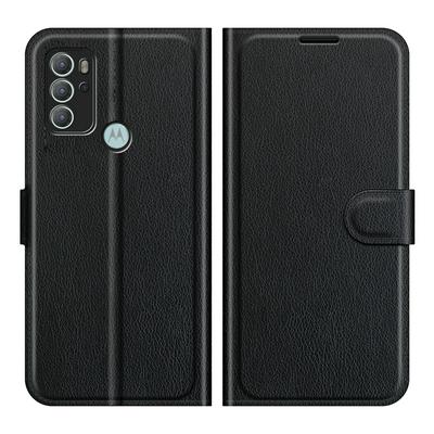 For Motorola Moto G60S Solid Color Folio Flip Leather Case with Stand and Card Slots Function