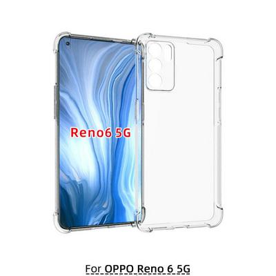 Anti-Fingerprint Non-Slip Waterproof Four Corners Shockproof Transparent Soft TPU Back Cover Protective Case for Oppo Reno6 5G
