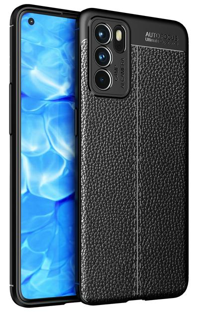 For Oppo Reno6 5G Lychee Pattern Shock Absorption Anti-drop Business Soft TPU Back Cover Case