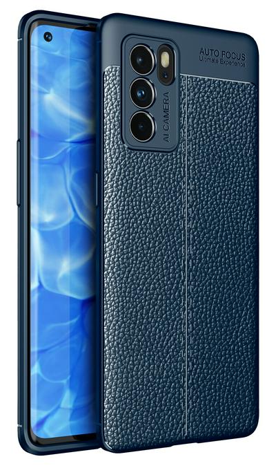 For Oppo Reno6 Pro 5G Lychee Pattern Shock Absorption Anti-drop Business Soft TPU Back Cover Case