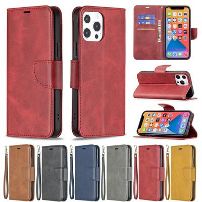 For iPhone 13 Pro Solid Color Sheep Pattern Scratch Resistant Wallet Leather Case with Card Slots&Stand Function