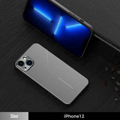 For iPhone 12 Metal Three-wire Shell Wear-resistant Aluminum Alloy + TPU Back Cover Case