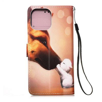 For iPhone 13 Plain Weave Wrist Strap Style PU Leather + Soft TPU Wallet Phone Case