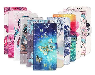 For iPhone 13 3D Pattern Shock-Absorption Magnetic Buckle Flip Leather Case with Wrist Strap