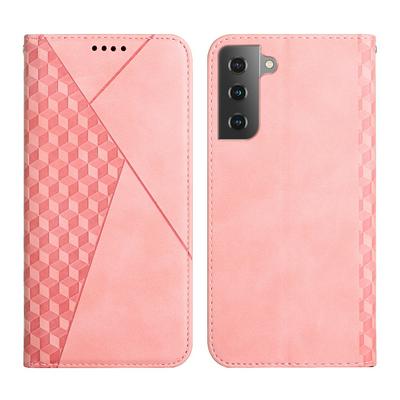 For Samsung Galaxy S22 Plus Rhombus Skin Feel Strong Magnetic Closure Shockproof Flip Leather Case
