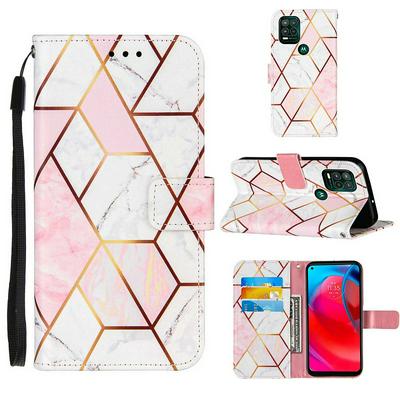 For Motorola Moto G Stylus (2021) 5G Marble Pattern Scratch Resistant Magnetic Buckle Flip Leather Case with Wrist Strap