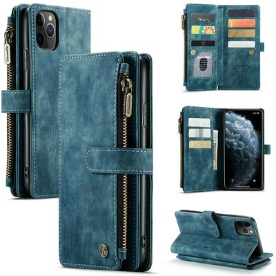 For iPhone 11 Pro Max(6.5) Retro Zipper Wallet Style PU Leather+TPU Flip Phone Case