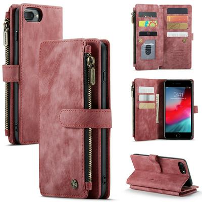 For iPhone 6 Plus/7 Plus/8 Plus Retro Zipper Wallet Style PU Leather+TPU Flip Phone Case