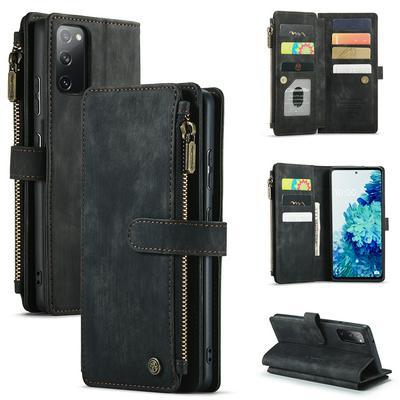 For Samsung Galaxy S20 FE Retro Zipper Wallet Style PU Leather+TPU Flip Phone Case