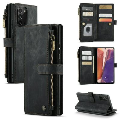 For Samsung Galaxy Note20 Retro Zipper Wallet Style PU Leather+TPU Flip Phone Case