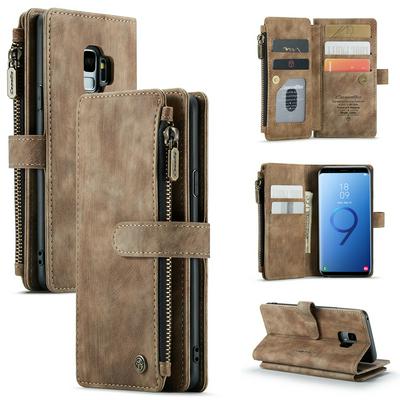 For Samsung Galaxy S9 Retro Zipper Wallet Style PU Leather+TPU Flip Phone Case