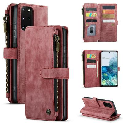 For Samsung Galaxy S20 Plus Retro Zipper Wallet Style PU Leather+TPU Flip Phone Case