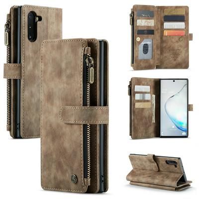 For Samsung Galaxy Note10 Retro Zipper Wallet Style PU Leather+TPU Flip Phone Case