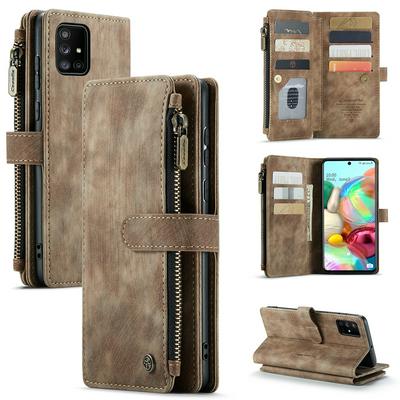 For Samsung Galaxy A51 4G Retro Zipper Wallet Style PU Leather+TPU Flip Phone Case