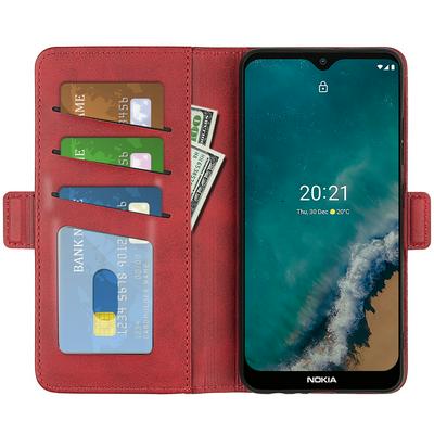 For Nokia G50 Double Buckle Wallet Style Folio Flip Leather Case with Stand and Card Slots Function