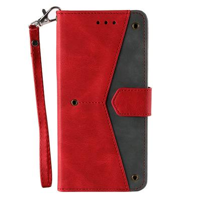 For iPhone 13 Pro Max Rivet Splicing Design Shockproof PU Leather Wallet Phone Case