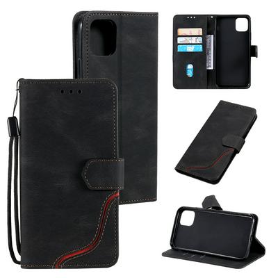 For iPhone 13 Pro Splicing Flip Case Shockproof PU Leather Wallet Phone Cover