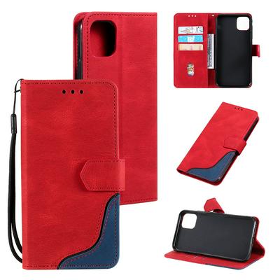 For iPhone 13 Splicing Flip Case Shockproof PU Leather Wallet Phone Cover