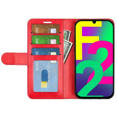 For Samsung Galaxy F22 4G R64 Pattern Single Folded Edge Folio Flip Leather Wallet Phone Case