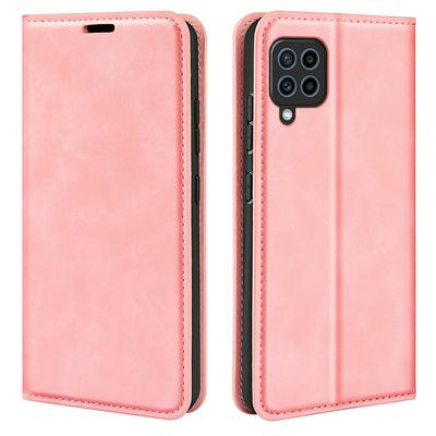For Samsung Galaxy F22 4G Skin Feel Magnetic Attraction Flip Leather Wallet Case with Card Slot and Stand