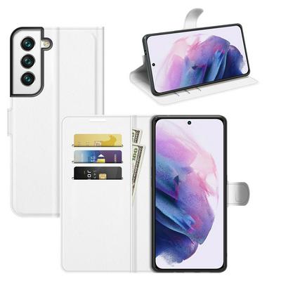 For Samsung Galaxy S22 Lychee Pattern Folio Flip Leather Case with Stand and Card Slots Function