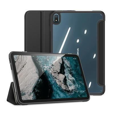 DUX Toby For Nokia T20 Transparent Back Shell Tri-Fold Stand Auto Sleep Function PU Leather Tablet Protective Case