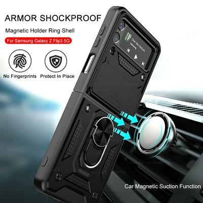 Armored enclosure Shockproof Protect Fundas For Samsung Galaxy Z Flip 3 5G Case Push Pull Camera Protect Shell Cover 