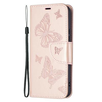 For Samsung Galaxy S22 Embossed Double Butterfly Wallet Leather Case with Stand & Card Slots Function