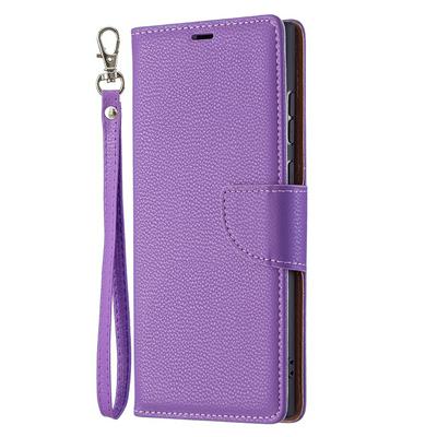 For Samsung Galaxy S22 Ultra Solid Color Lychee Pattern Flip Leather Case with Card Slots & Stand Function