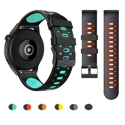 Suitable for Huawei Watch GT3 Samsung watch4 three-row hole two-color silicone strap 22mm