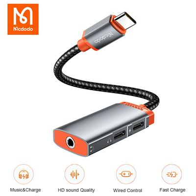 Mcdodo 3 in 1 Audio Aux Adapter Type C To USB-C 3.5mm Jack Call Aux Cord Earphone Splitter PD 60W Fast Charger For Huawei Android