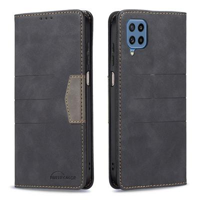 For Samsung Galaxy M32 Stitching Color Scratch Resistant PU Leather Wallet Phone Case with Stand &Card Slots 
