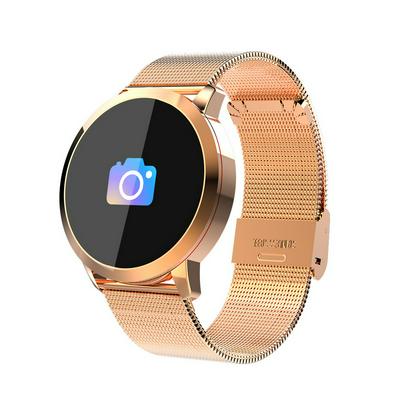 Q8 0.95 inch OLED Color Screen Watch Drink Reminder Call Reminder Blood Pressure Heart Rate Smart Watch for Android iOS - Gold