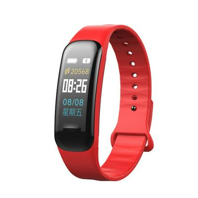 DE Colorful Display Screen Sports Monitor Smart Watch Wrist Band - Red