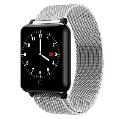 M19 Smart Clock Heart Rate Blood Pressure Oxygen Monitor OLED Screen Bluetooth Sport Smartwatch Stainless Steel Band - Silver